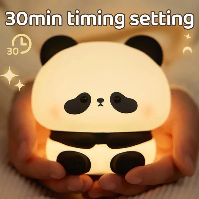Lampe de Chevet Panda Mignon en Silicone Tactile USB Rechargeable Veilleuse LED Décoration d'Intérieur