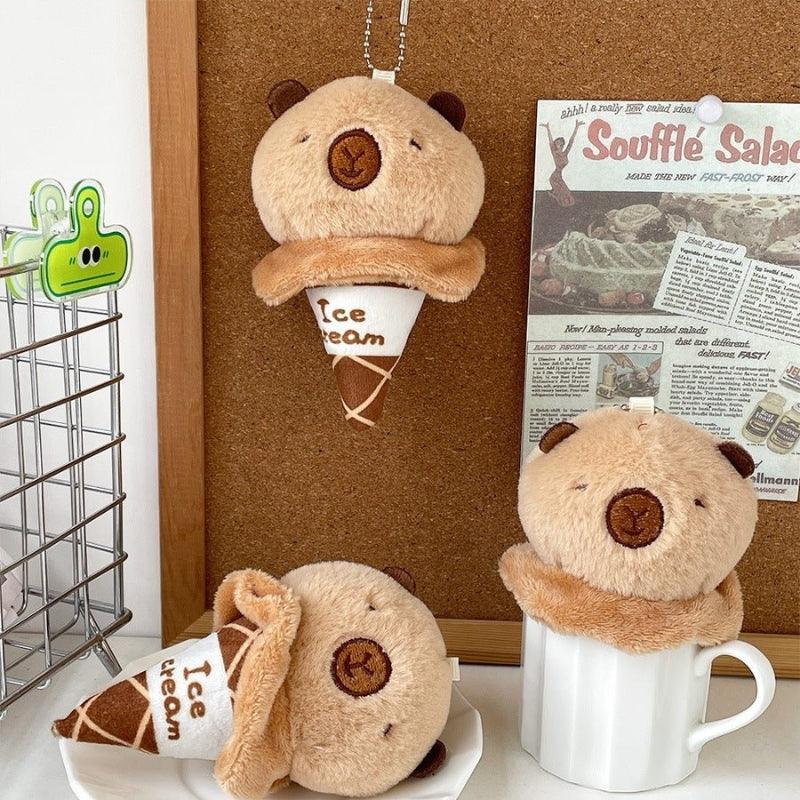 Niedliche süße Capybara Eiscreme Plüschpuppen-Anhänger Spielzeug