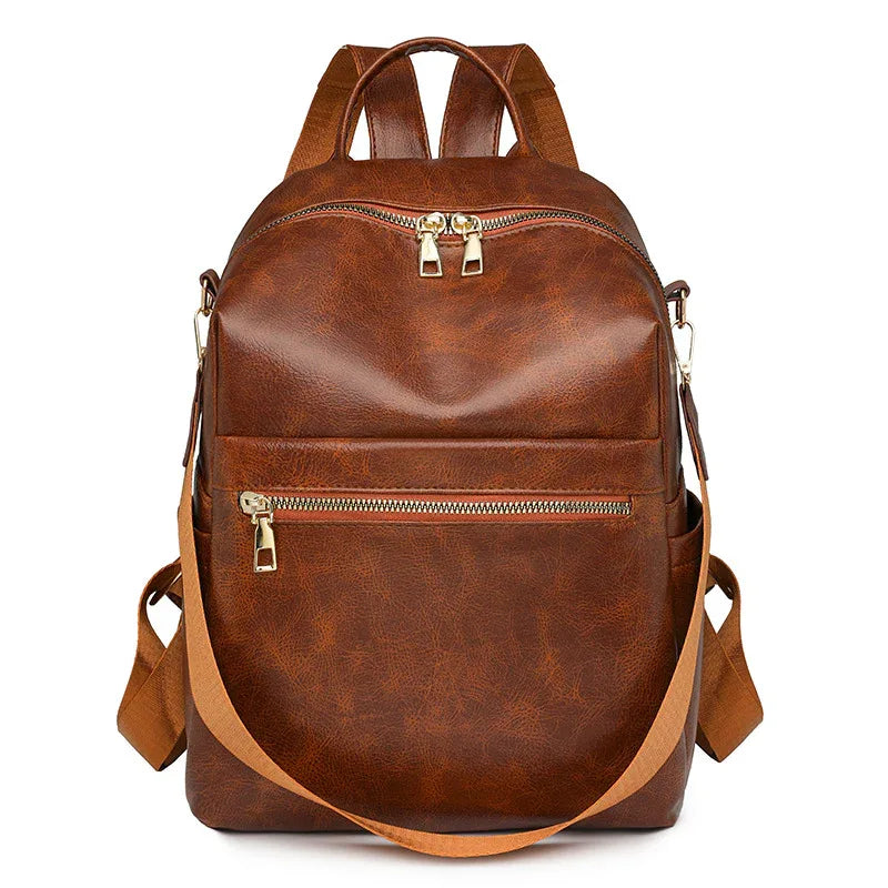 Damen Rucksack aus PU-Leder mit großem Fassungsvermögen für Reisen, Schule, Arbeit