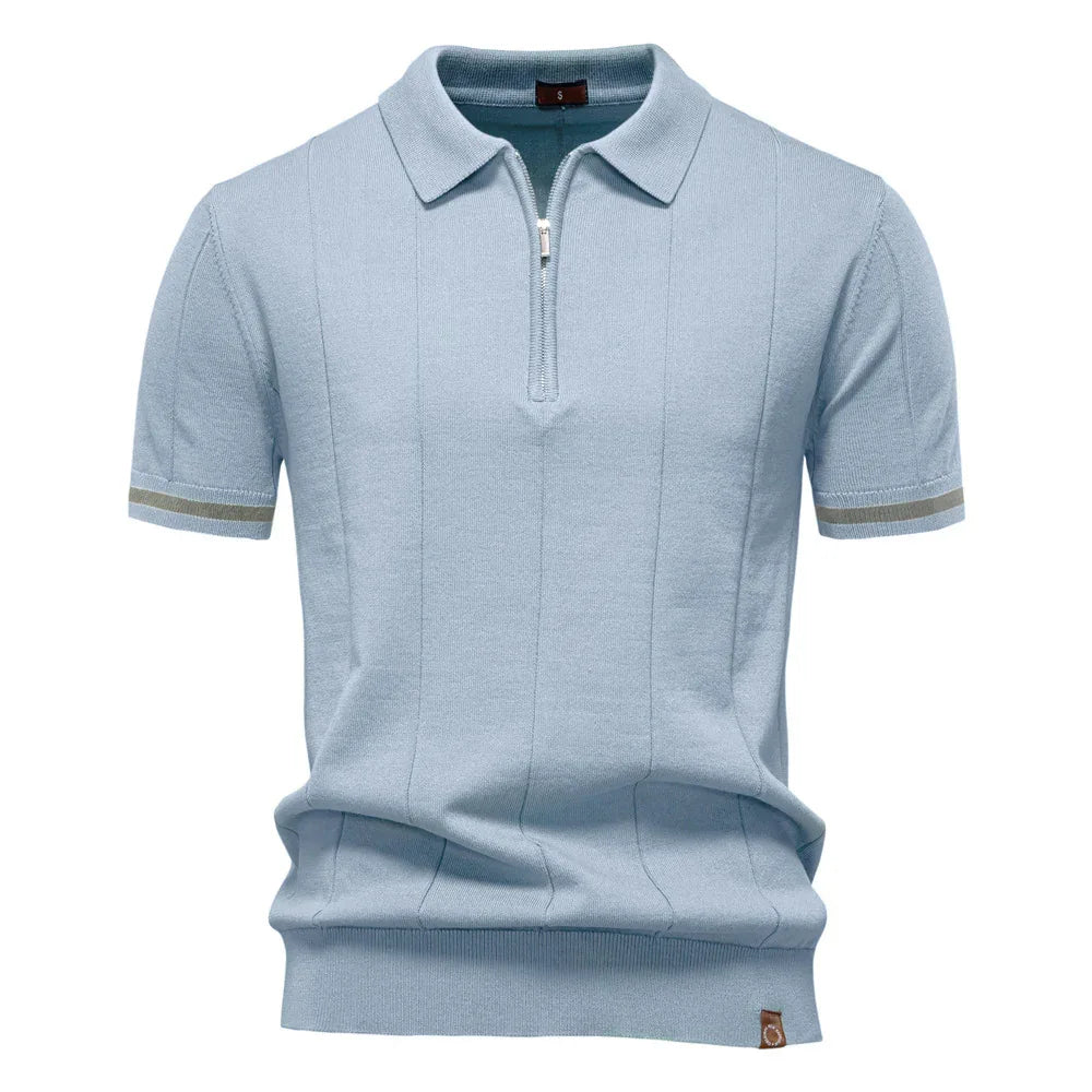 Men's Business Casual Short Sleeve Polo Polo Shirt With Zipper