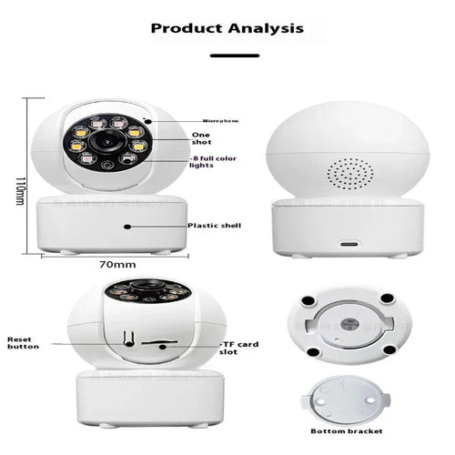 Caméra de sécurité panoramique HD à double éclairage pour la maison, avec surveillance Bluetooth 1080p