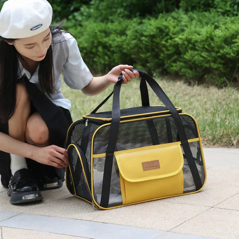 Sac de transport pour chien à bandoulière en tissu Oxford respirant, sac portable pour chat