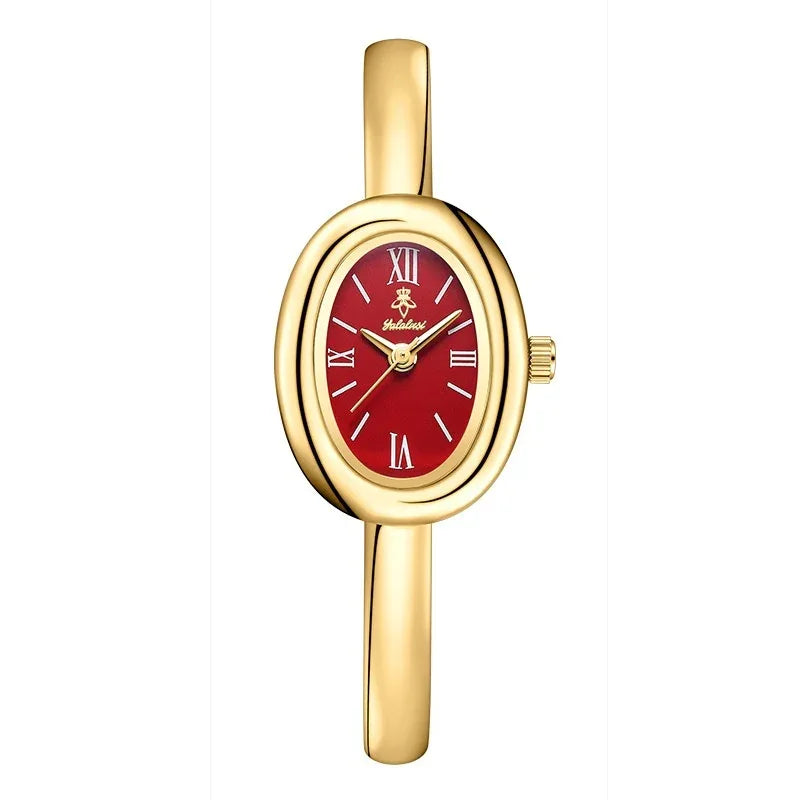 Multifunktionale Damen-Retro-Quarzuhr im Oval-Design