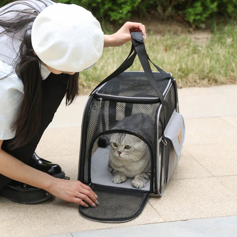 Sac de transport pour chien à bandoulière en tissu Oxford respirant, sac portable pour chat