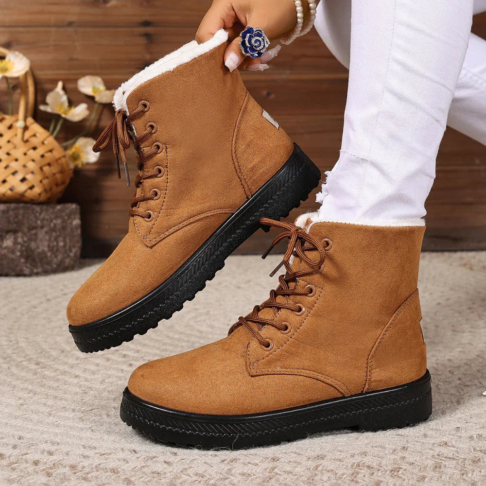 Modische Wasserdichte Damen High-Top Winterstiefel mit Baumwollfutter für Herbst und Winter