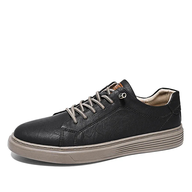 Herren Low-Top Schuhe aus zweilagigem Rindsleder, lässige Sneakers