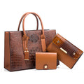 Sac à main pour femme en cuir PU Sac à bandoulière Ensemble de trois pièces