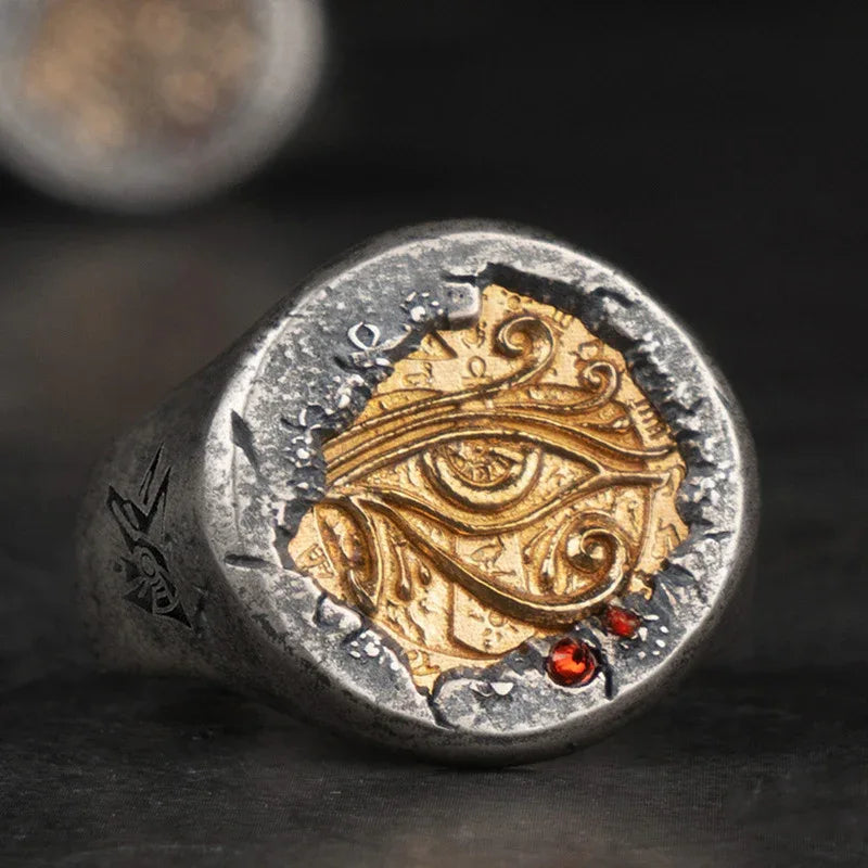 Pharaos Schatz Horusauge Silber Intarsien Kupferring