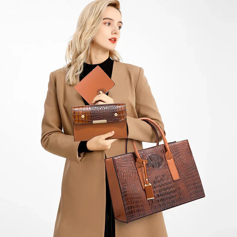 Sac à main pour femme en cuir PU Sac à bandoulière Ensemble de trois pièces