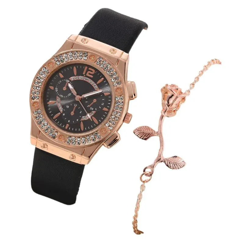 Montre coréenne sertie de diamants
