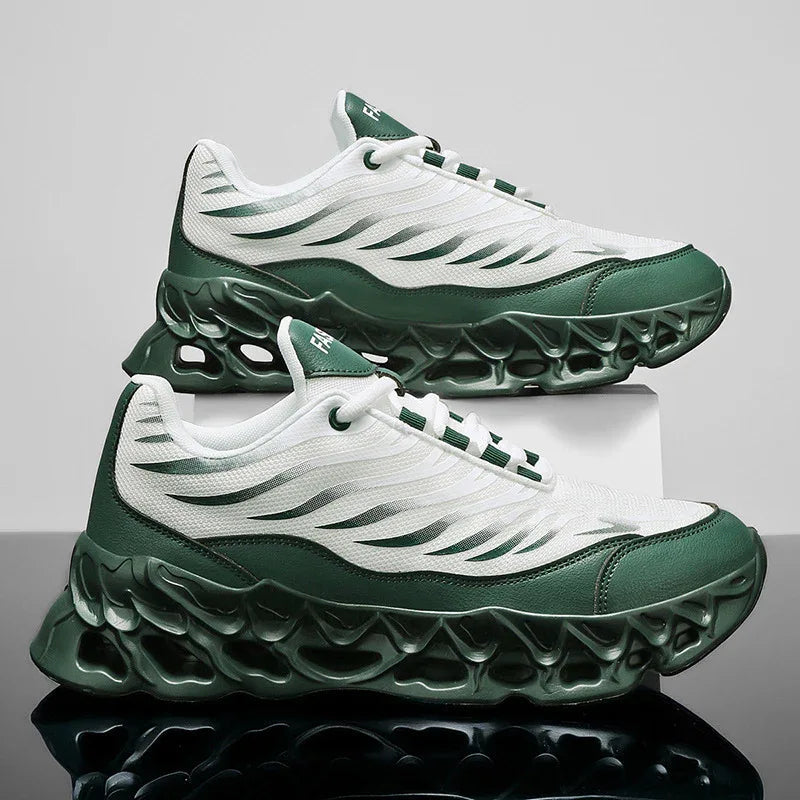 Baskets à lacets pour hommes Chaussures de course vulcanisées à semelles épaisses pour l'extérieur et l'intérieur