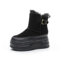 Dicksohlige, höhenvergrößernde, kältefeste und pelzgefütterte Freizeit-Damenstiefel
