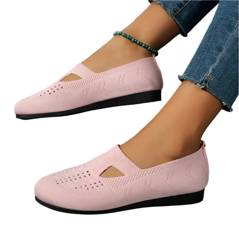 Damen Flache Atmungsaktive Mesh-Schuhe Sommer Leichte Loafer