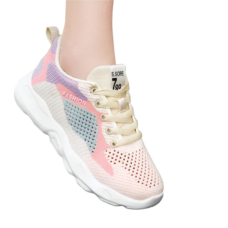 Baskets décontractées à lacets pour femmes Chaussures polyvalentes respirantes et légères pour la marche et la course à pied