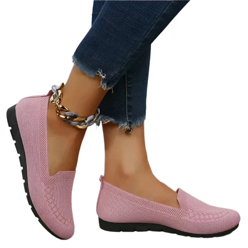 Freizeit-Mesh-Flats, Schuhe, Mode, einfarbig, runde Zehen, Loafer, gemütliche Lazy-Schuhe für Damen