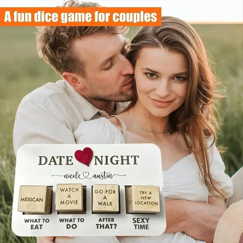 Jeu de dés en bois pour soirée romantique en amoureux