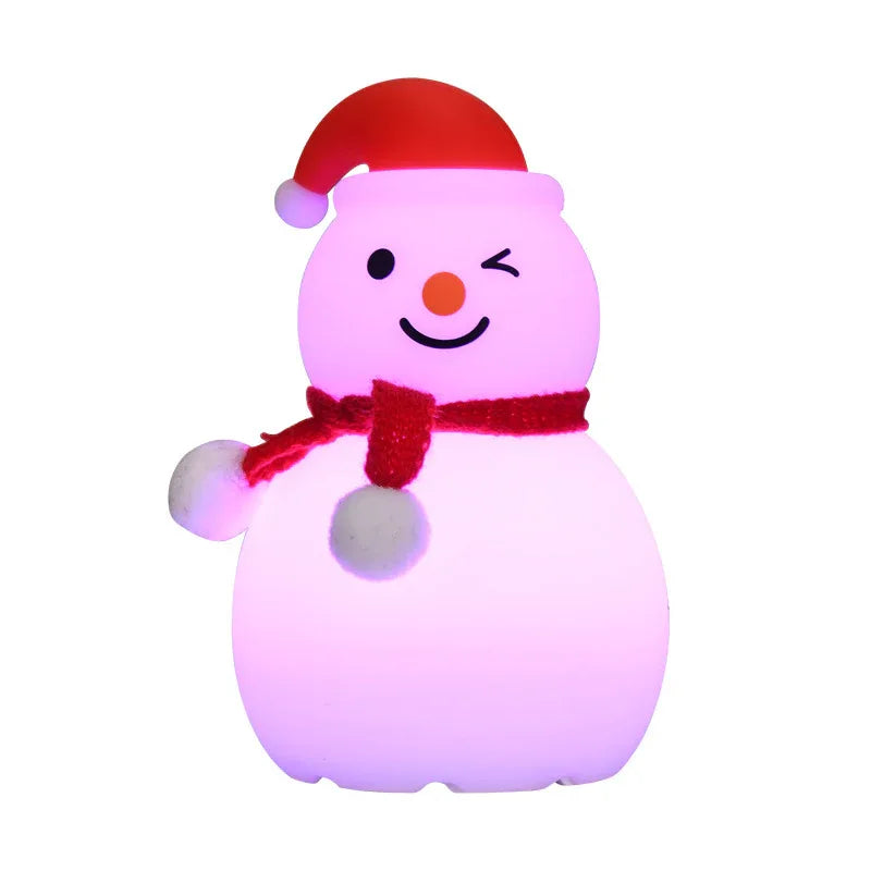 Lampe de Nuit Bonhomme de Neige de Noël Audio Bluetooth en Silicone Petite Lampe de Nuit