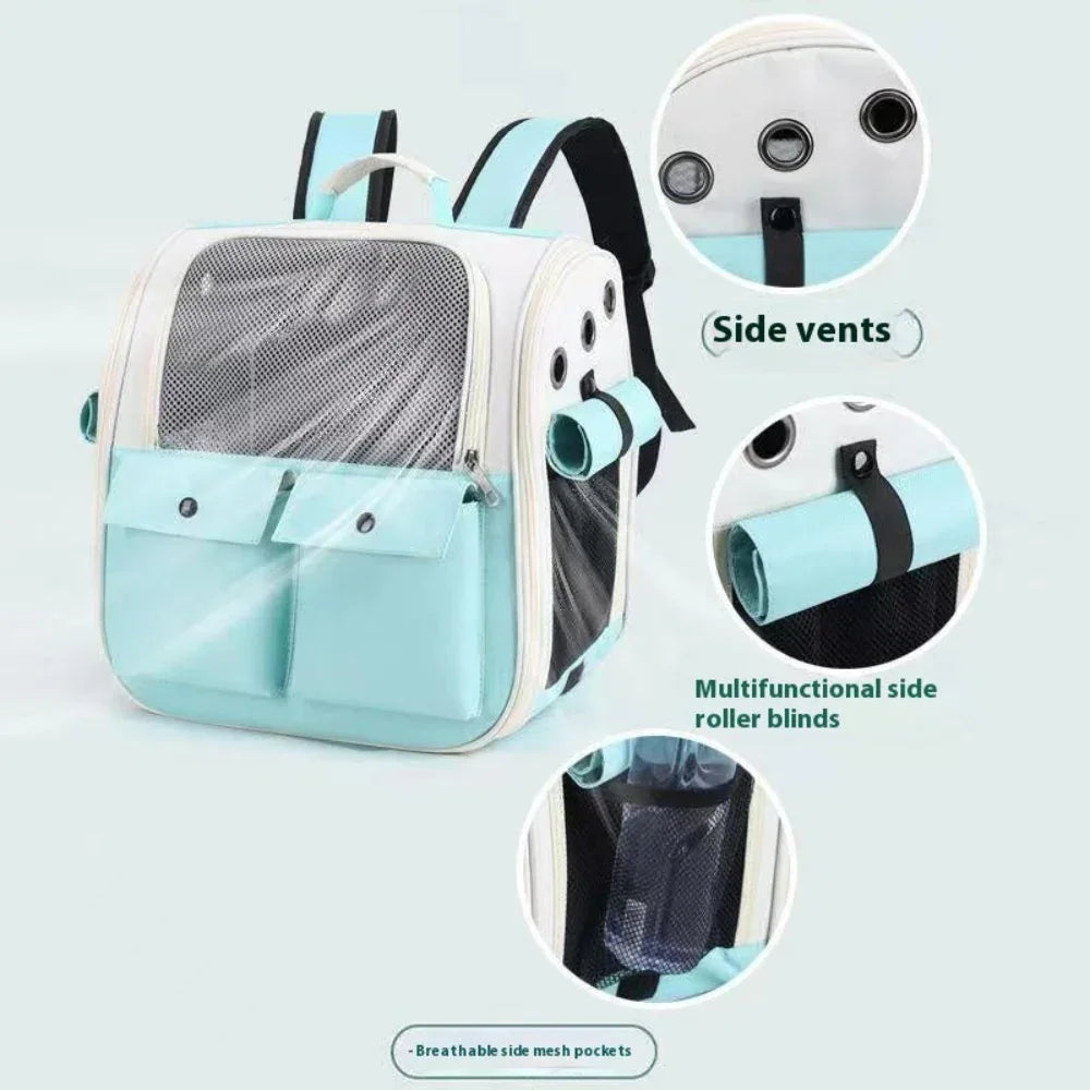 Tragbare Haustiertasche mit großem Fassungsvermögen und transparentem Rucksack für draußen