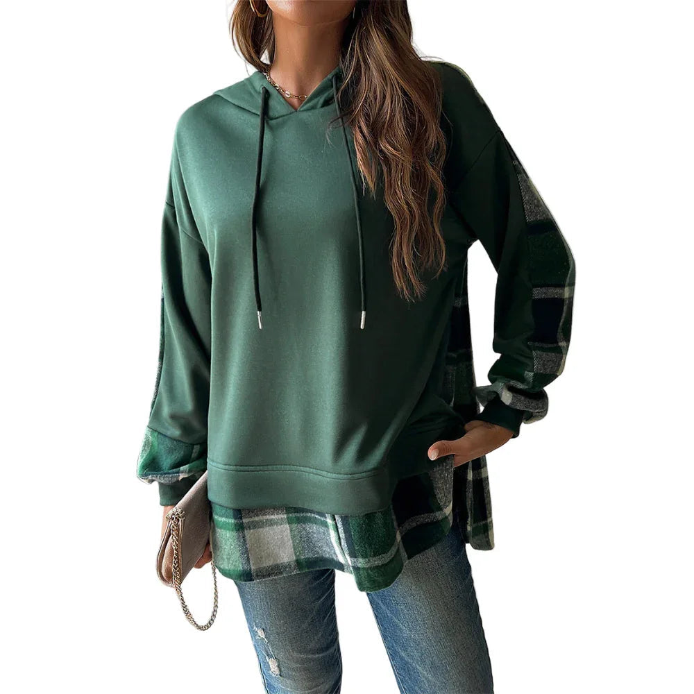 Damen Hoodie Zweiteiler im Patchwork-Design mit Kontrastfarben