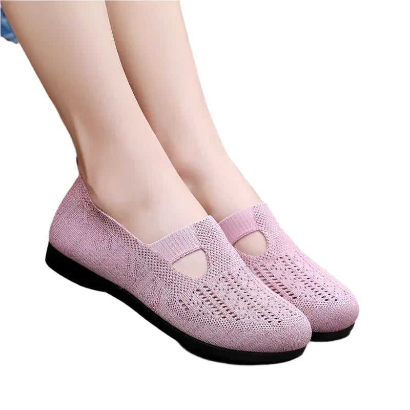 Damen Flache Atmungsaktive Mesh-Schuhe Sommer Leichte Loafer