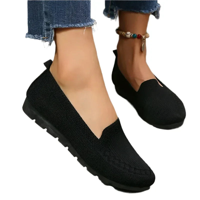 Freizeit-Mesh-Flats, Schuhe, Mode, einfarbig, runde Zehen, Loafer, gemütliche Lazy-Schuhe für Damen