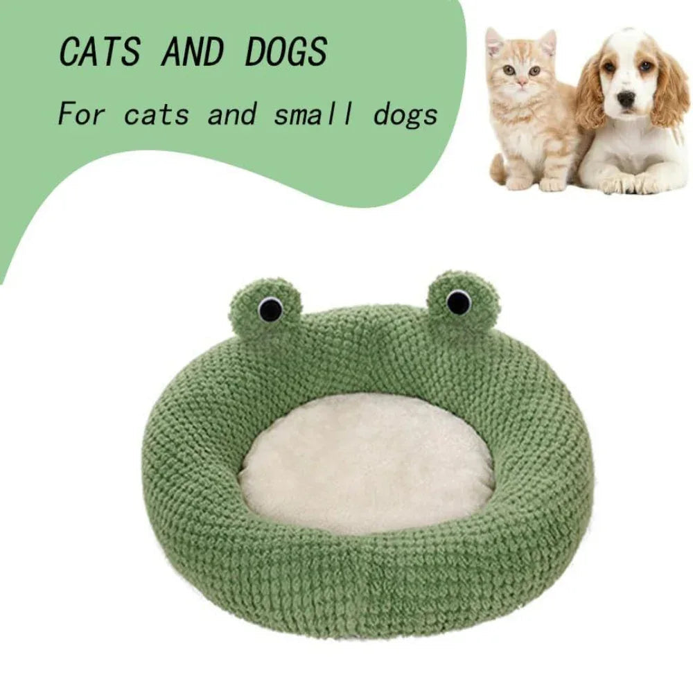 Cartoon Froschförmiges, süßes, bequemes Katzen- und Hundebett