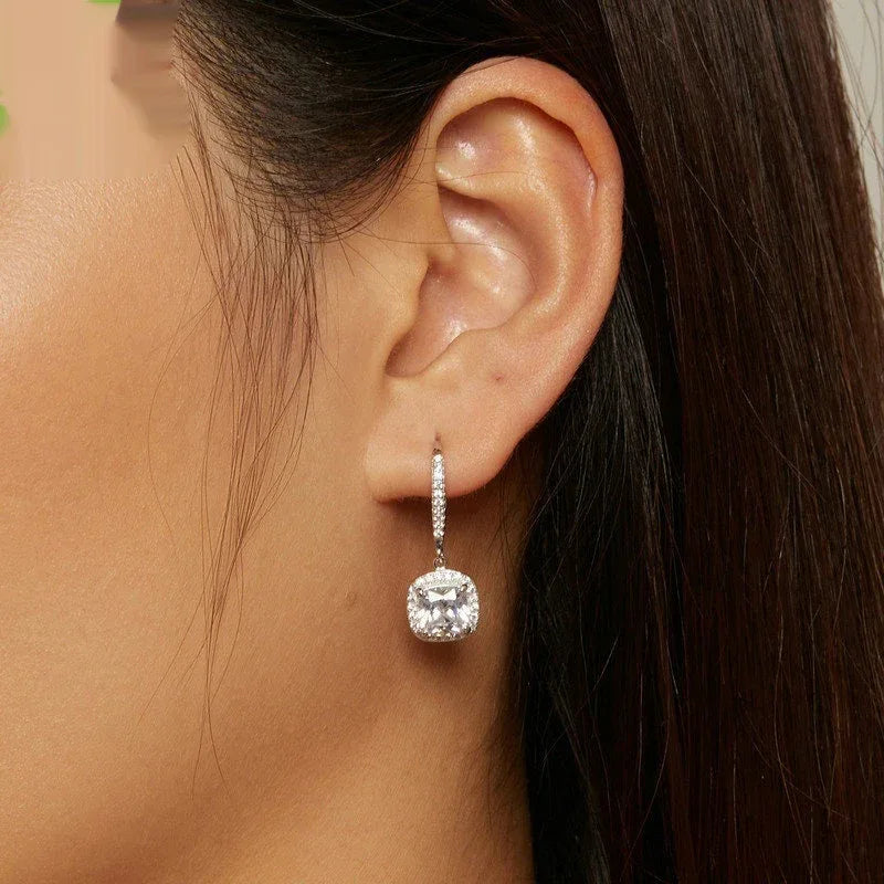 Personalisierte Ohrstecker für Damen aus Sterlingsilber, hell, mit Weißgoldplattierung