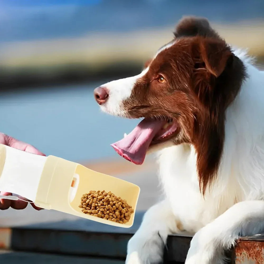 2-in-1 Katzen-Reise-Hundeflasche Ausflugs-Trinknapf Tragbarer Napf