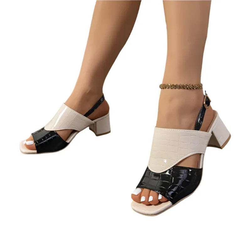 Damenschuhe mittelhoher Absatz Chunky Sandalen