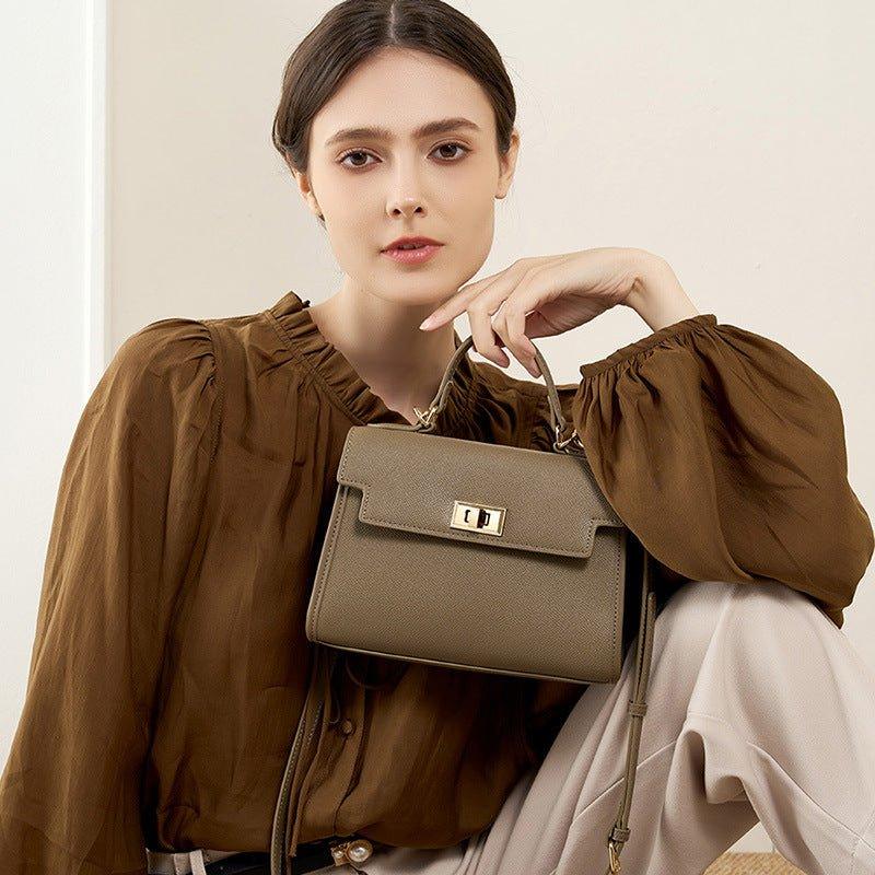 Genuine Leather Handbag With Adjustable Shoulder Strap
