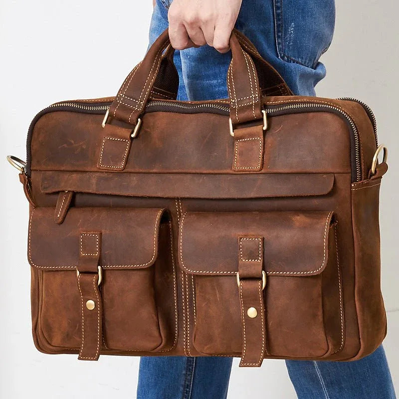 Echtes Leder Herren Umhängetasche Laptoptasche Aktentasche