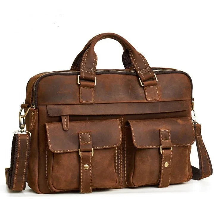 Echtes Leder Herren Umhängetasche Laptoptasche Aktentasche