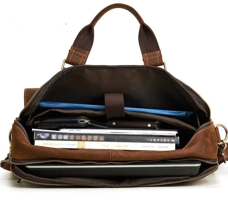 Echtes Leder Herren Umhängetasche Laptoptasche Aktentasche
