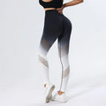 Yoga-Leggings mit Farbverlauf, nahtlos, hoher Bund, Po-Lift, Fitness-Leggings für Damen, schnelltrocknend