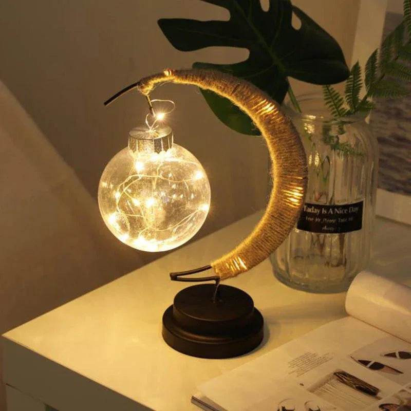 Lampe de table de chevet en forme de demi-lune pour chambre à coucher