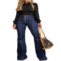 Pantalon Jean Femme Taille Haute Multi-boutons Slim Fit Denim
