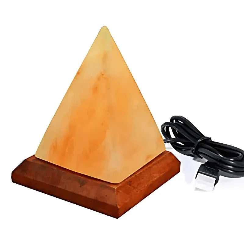 Lampe au sel en forme de pyramide créative en cristal de l'Himalaya avec prise USB