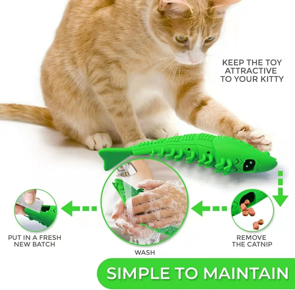 Interaktive Zähneputz-Katzenspielzeuge aus Gummi mit Katzenminze