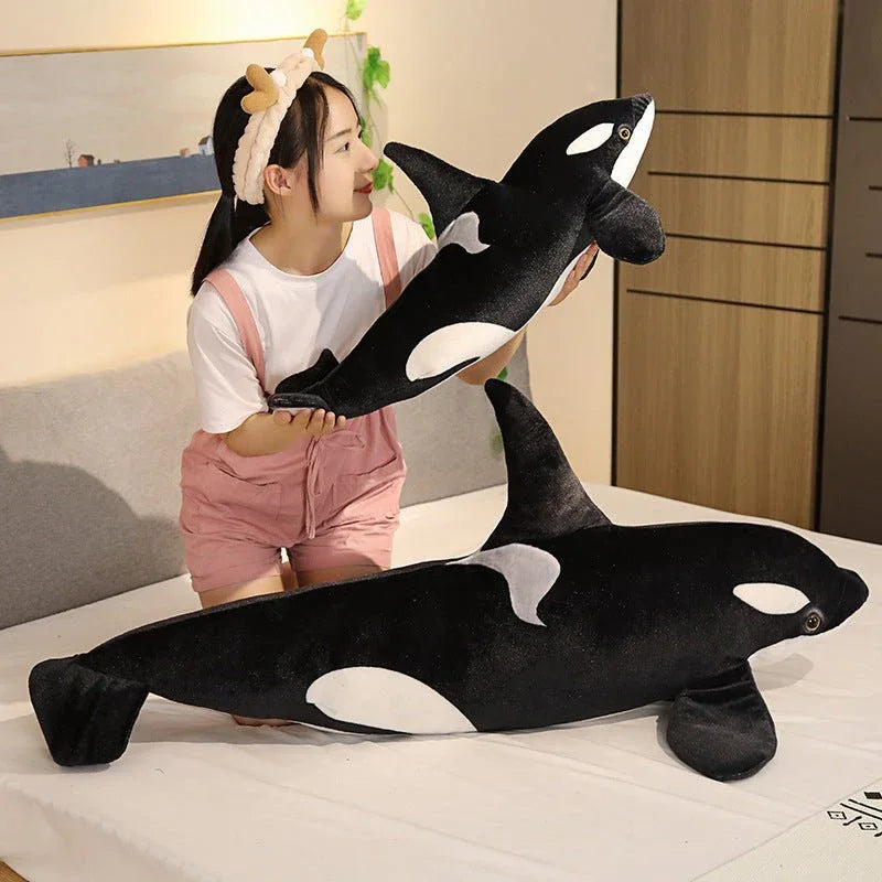 Jouet en peluche orque épaulard en forme d'animal marin, oreiller