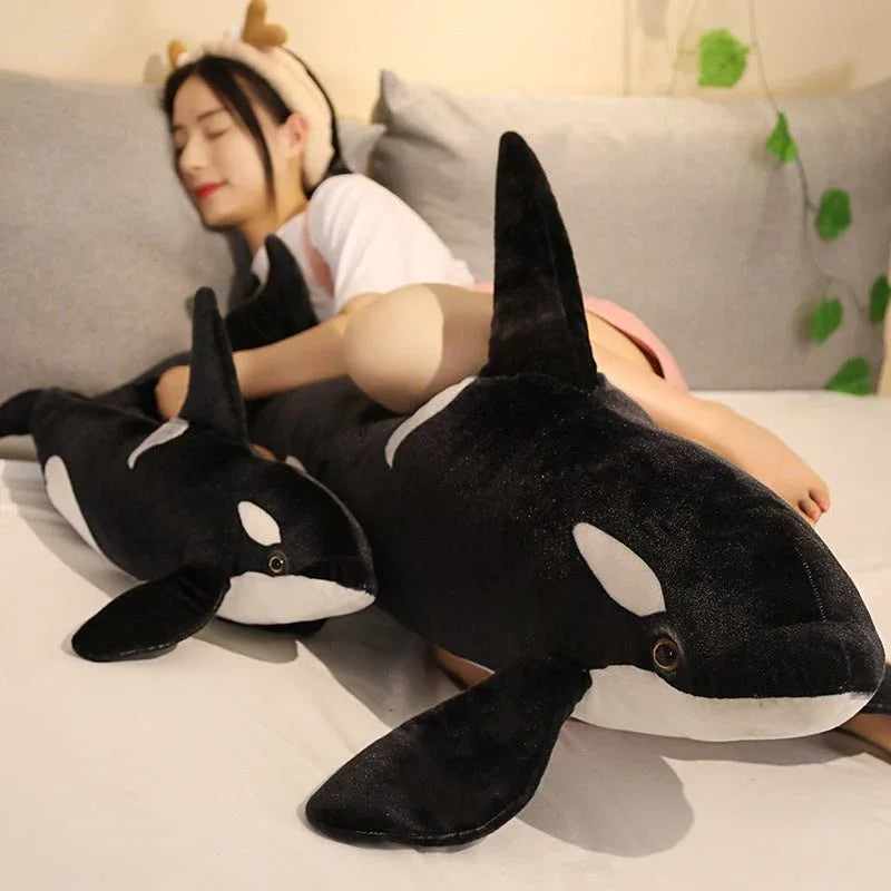 Jouet en peluche orque épaulard en forme d'animal marin, oreiller