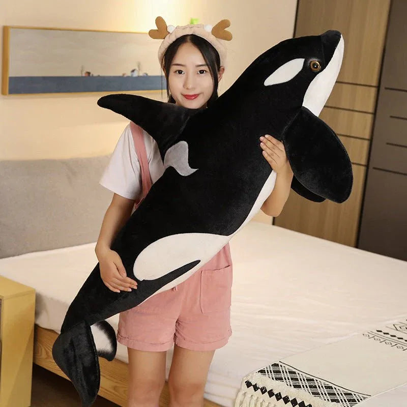 Jouet en peluche orque épaulard en forme d'animal marin, oreiller