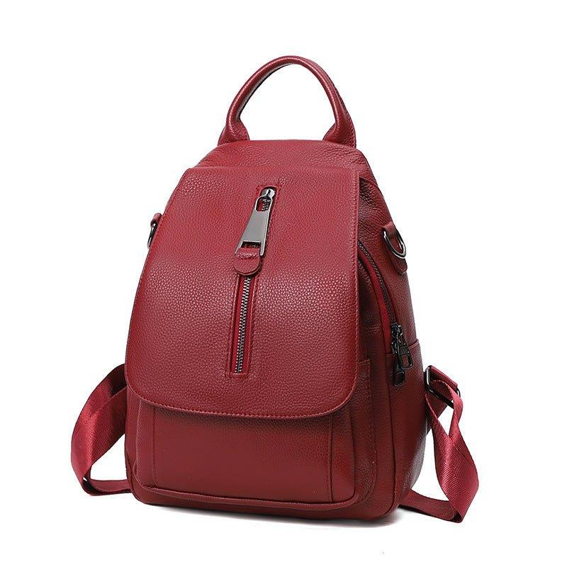 Damen Anti-Diebstahl-Rucksack aus Leder mit mehreren Fächern