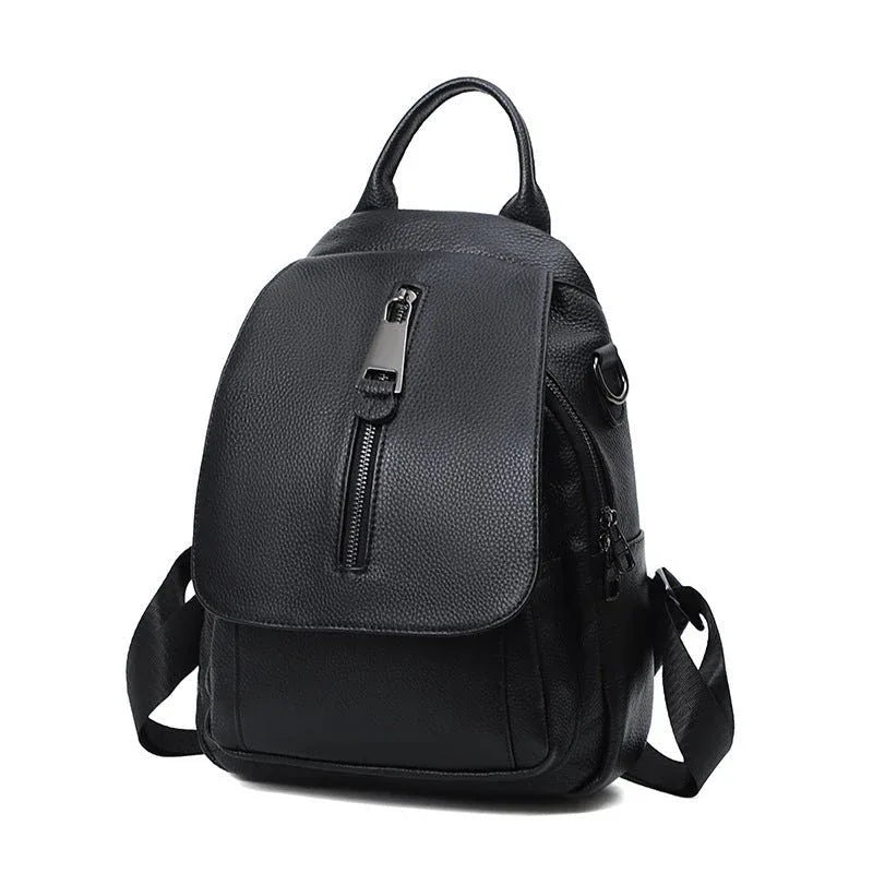 Damen Anti-Diebstahl-Rucksack aus Leder mit mehreren Fächern