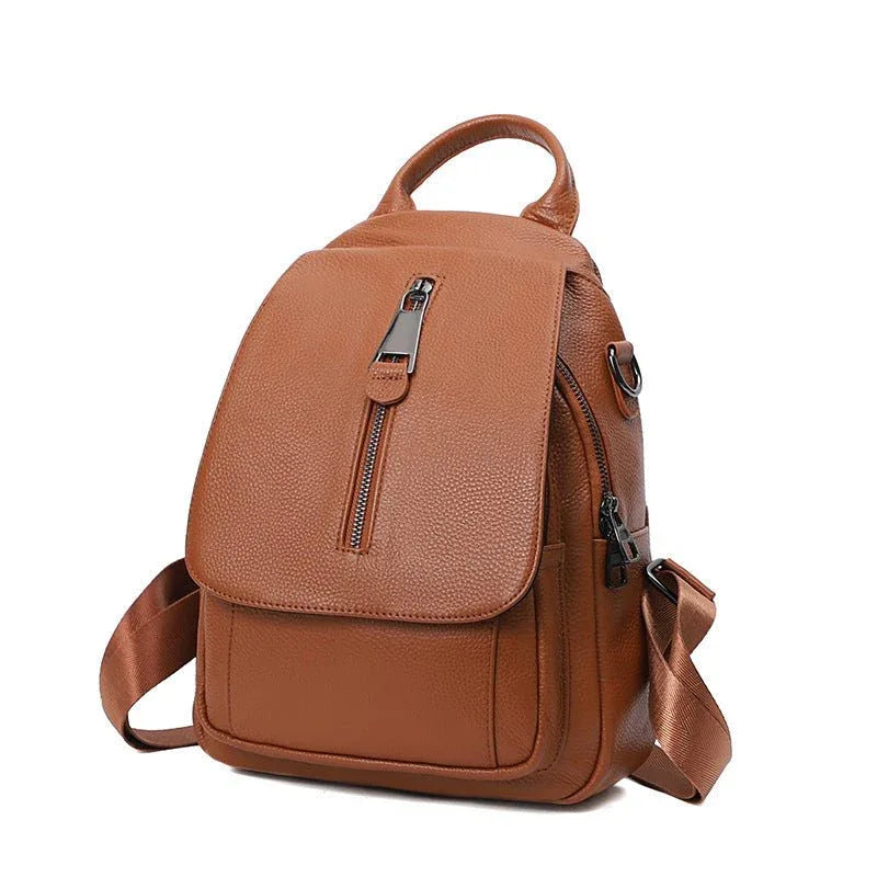 Damen Anti-Diebstahl-Rucksack aus Leder mit mehreren Fächern