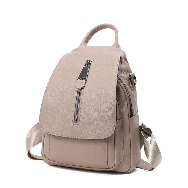 Damen Anti-Diebstahl-Rucksack aus Leder mit mehreren Fächern