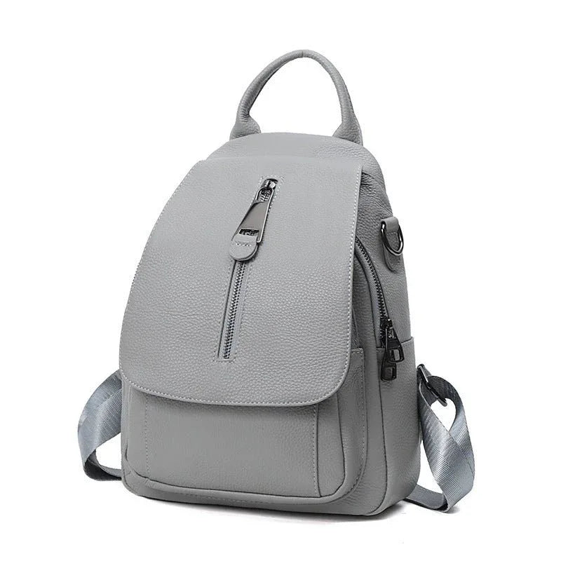 Damen Anti-Diebstahl-Rucksack aus Leder mit mehreren Fächern