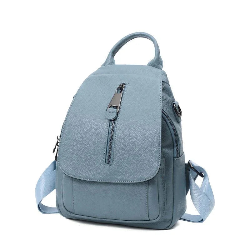 Damen Anti-Diebstahl-Rucksack aus Leder mit mehreren Fächern