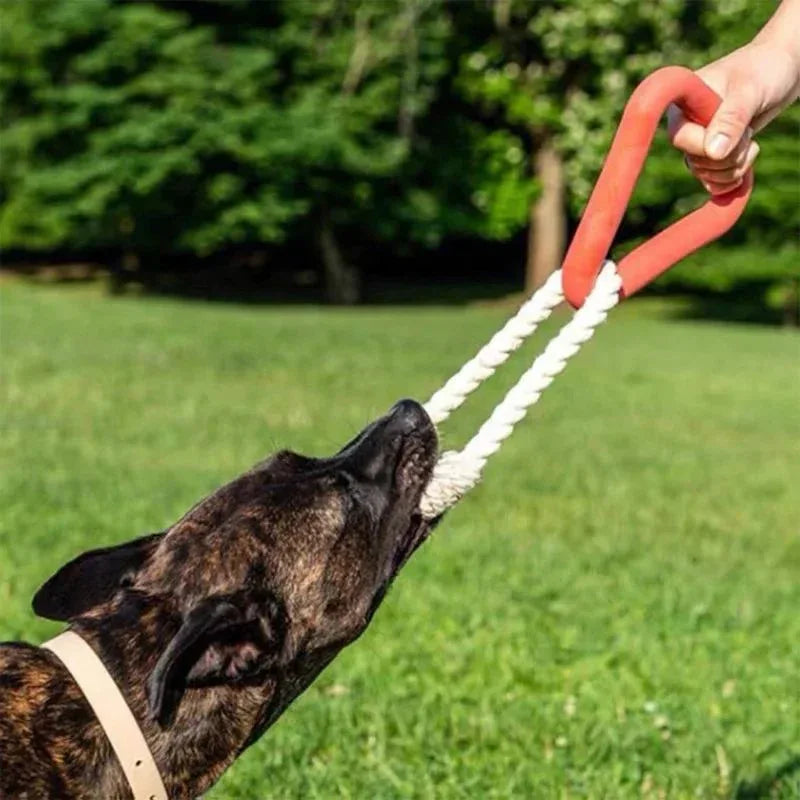 Großer dreieckiger Ziehgriff & bissfester Baumwollseil-Zugring Lustiges interaktives Haustier-Hundekauspielzeug
