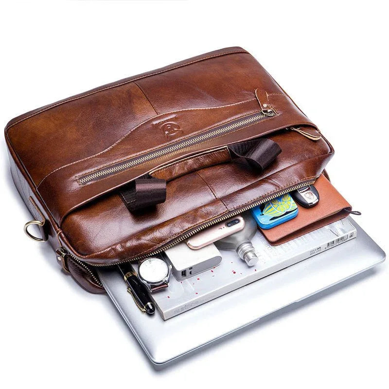 Leder Laptop Aktentasche Herren Messenger Umhängetaschen