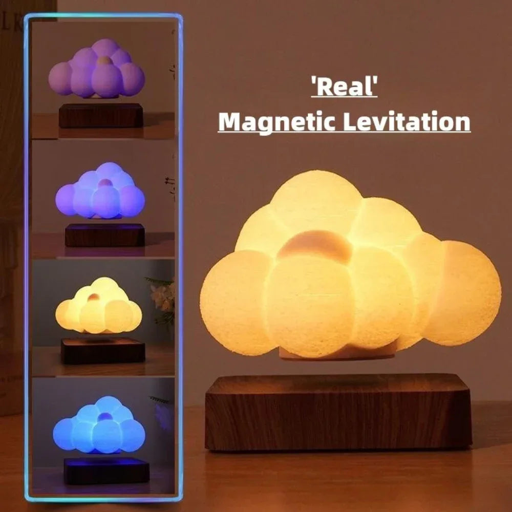 Veilleuse flottante rotative à lévitation magnétique, lampe de table nuage créative